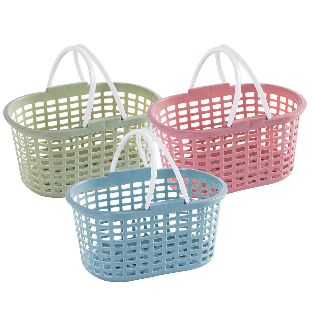 

3 Pcs Bathroom Storage Basket Dresser Handbags Shampoo Small Shower Plastic Pp Organizer