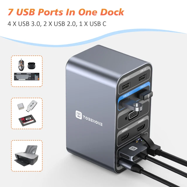 Station d'accueil USB C double moniteur pour MacBook Pro Triple affichage,  Hub USB-C avec 2 4K HDMI VGA PD3.0 RJ45 6 USB Audio - AliExpress