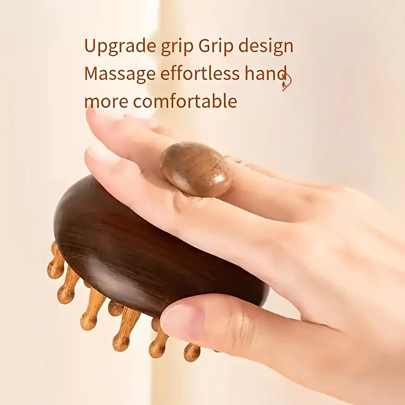 Ergonomic Mahogany Scalp Massager - Handheld Full Body Relaxation Tool With Unique Rounded Design For Relax_voghion.com