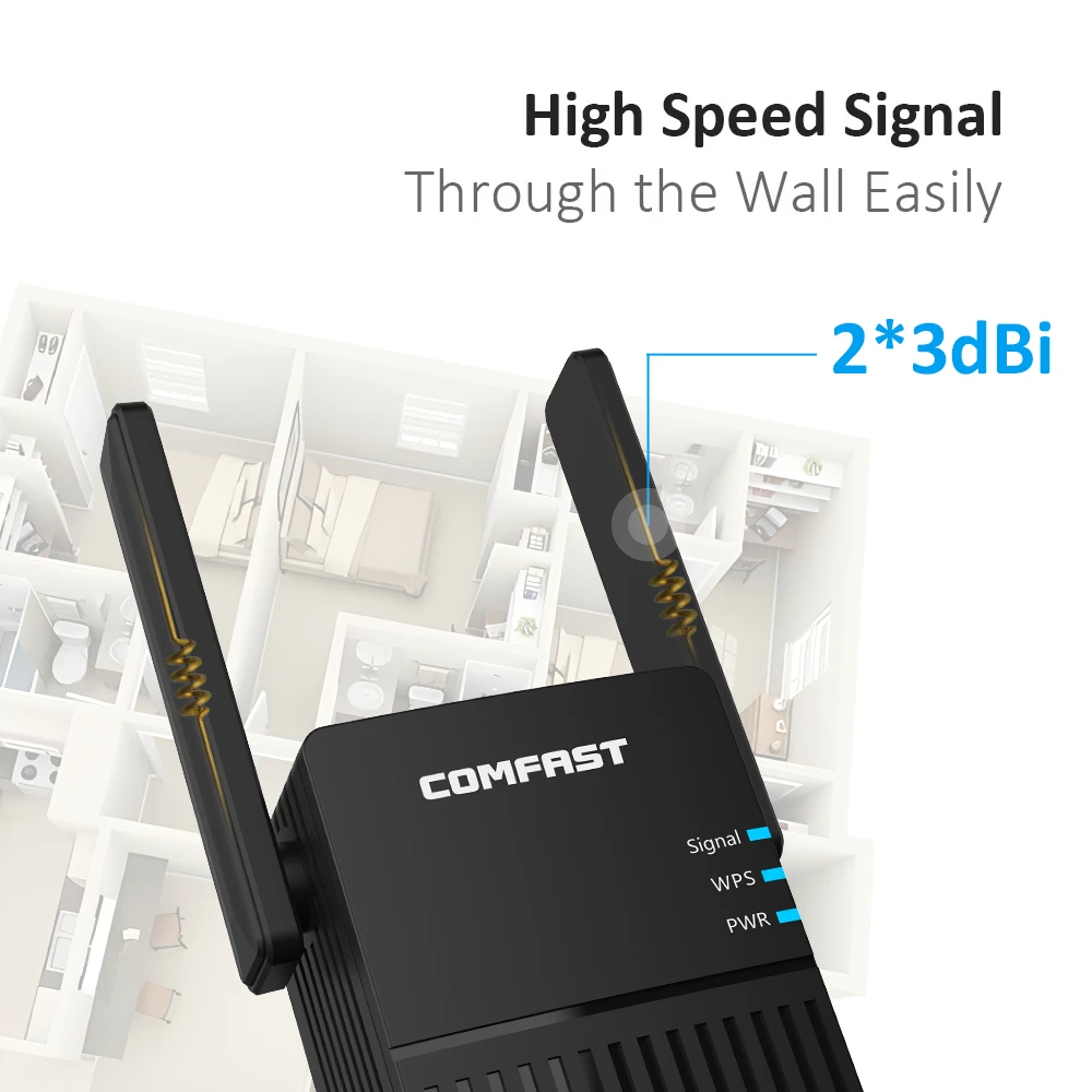 Comfast-Répéteur WiFi sans fil, 1200Mbps, 2.4 mesurz, 5 mesurz, 4