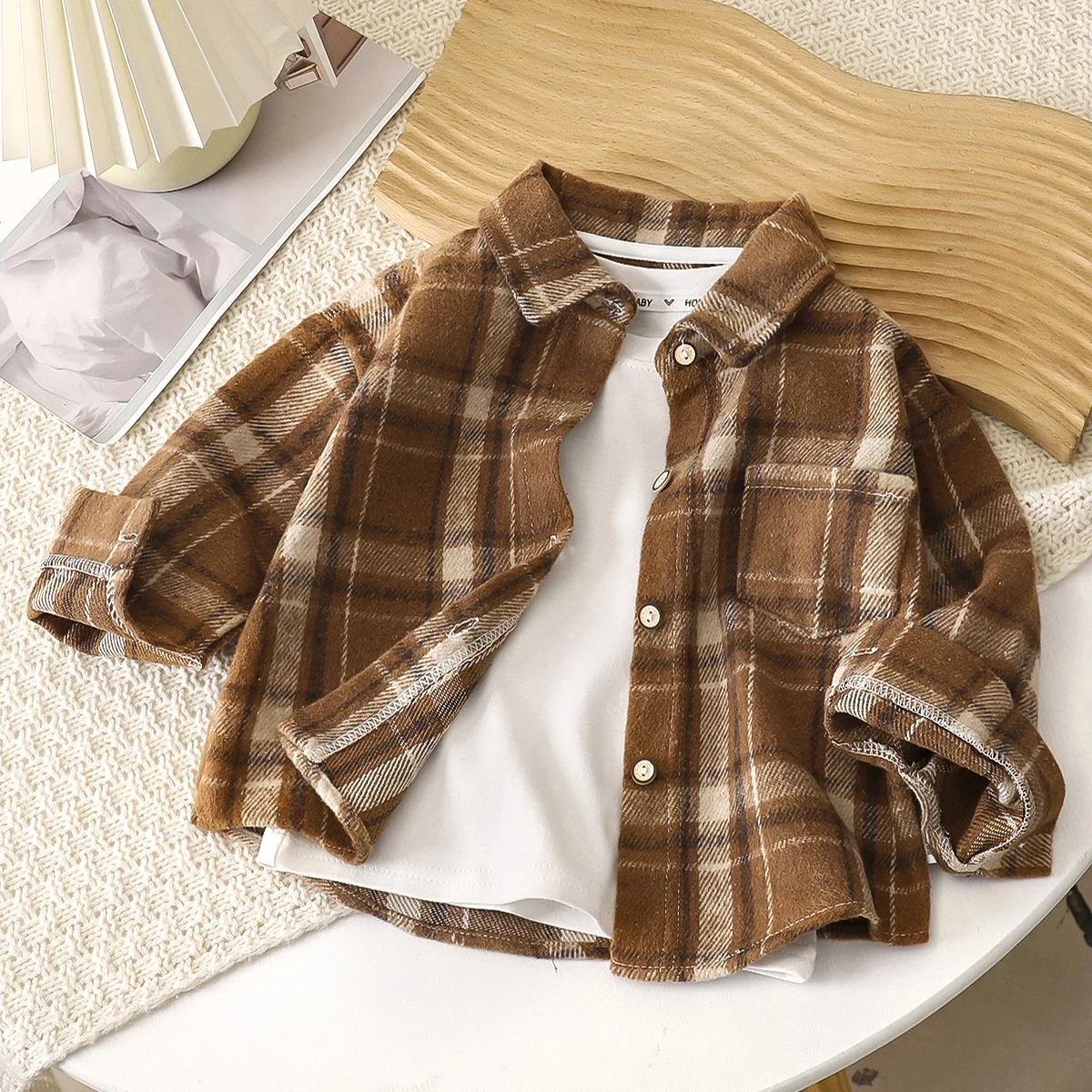 Kids Plaid Long Sleeve Shirt 1