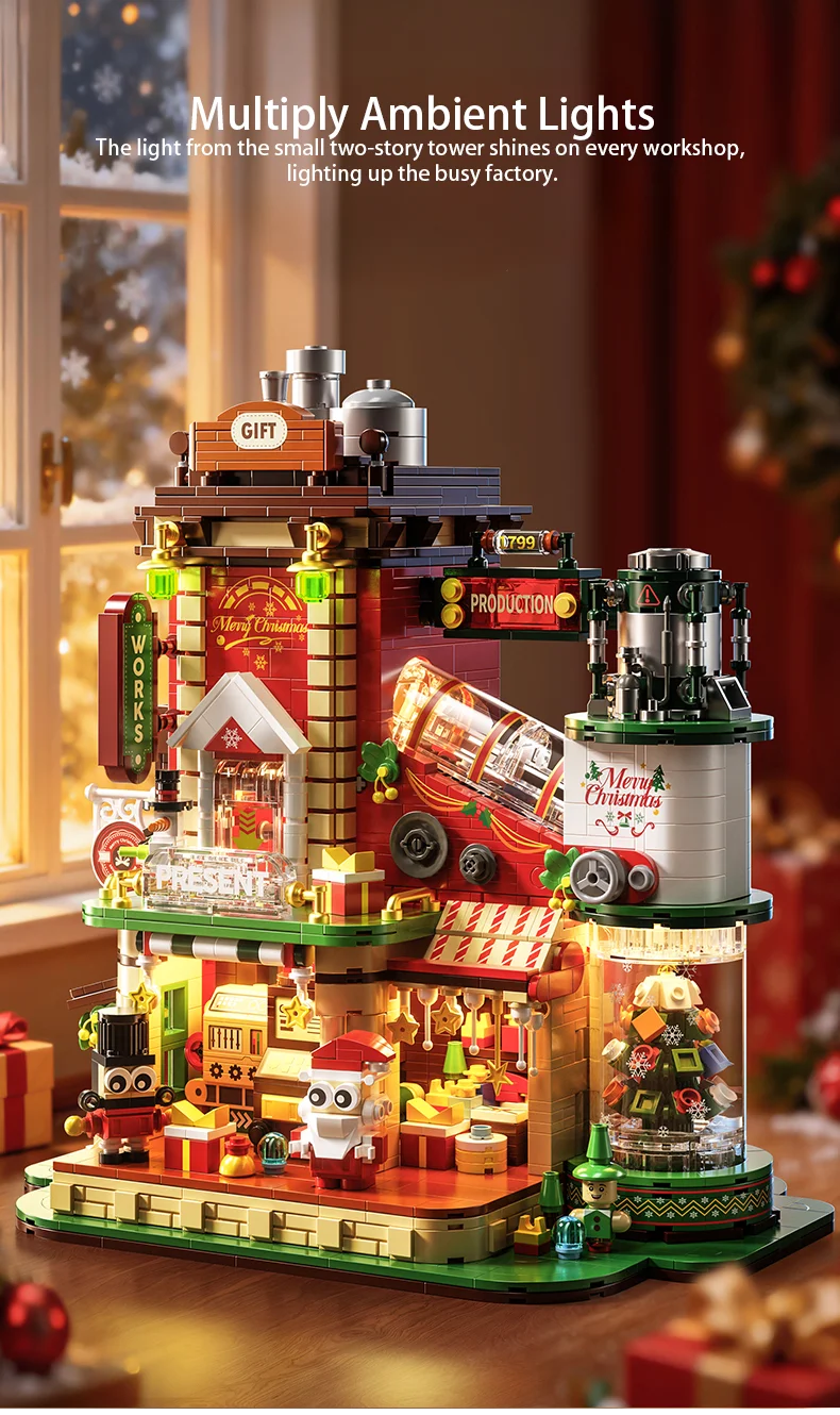 Weihnachtsbau-Bausteine-Set, 2782-teilig, Geschenke, Fabrik, DIY, Ornament, Modell, Lernspielzeug, Weihnachtsgeschenke für Kinder – Detail 6
