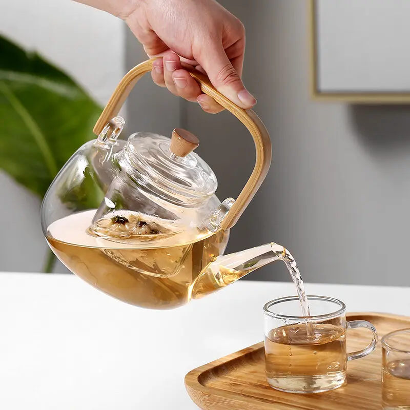 Transparent Borosilicate Glass Teapot Heat-Resistant Large Clear Eco Freindly