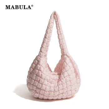 MABULA Girl 빅 크로스 바디 퀼트 퍼퍼 백, 한국 솔리드 코튼 패딩 슬링 호보 지갑, 심플 브랜드 숄더 핸드백, 2023