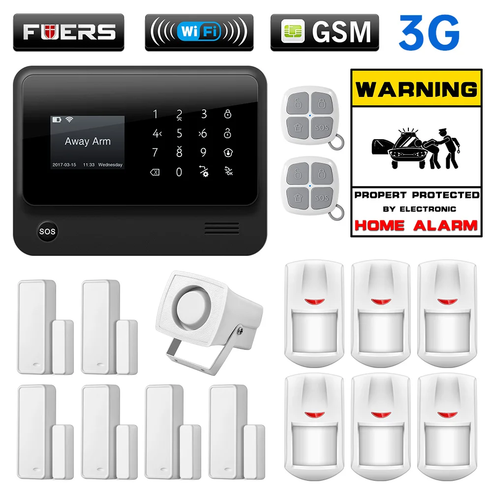 Fuers G90B Plus Alarm System 3G WiFi GSM Wireless Business Home Security Alarm System With APP Remote Control Detector Sensors