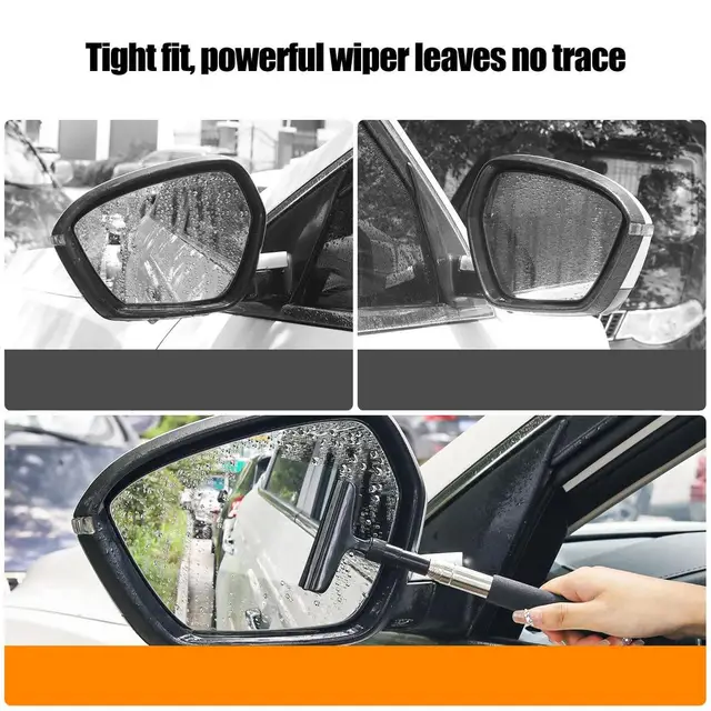 TOPSACE Car Side Mirror Squeegee, Retractable Wing Mirror Wiper Cleaner,  Portable Vehicle Interior Exterior Accessories for Rainy Foggy Weather