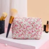 Storage Organizer Floral Puffy Quilted Makeups Bags Flower Printed Cosmetic Pouch Large Travel Cosmetics Bag Makeup Accessory 3