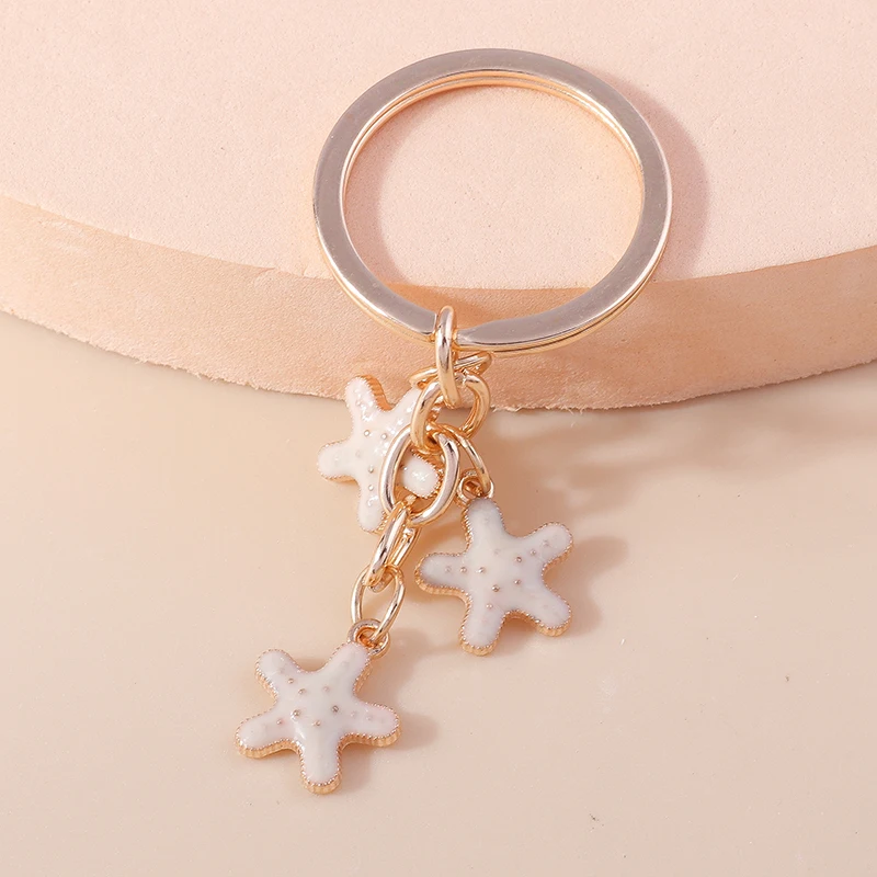 Mode Emaille Marine Leben Schlüsselbund Nette Seestern Shell Perle Schlüssel Ringe für Frauen Männer Auto Schlüssel Tasche Anhänger Charme Schmuck Geschenk – Detail 22