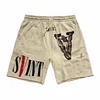 Summer Washed Sain Letters Printed Street Casual Shorts Men Women High Quality 1:1 Drawstring Breeches Sweatpants 2