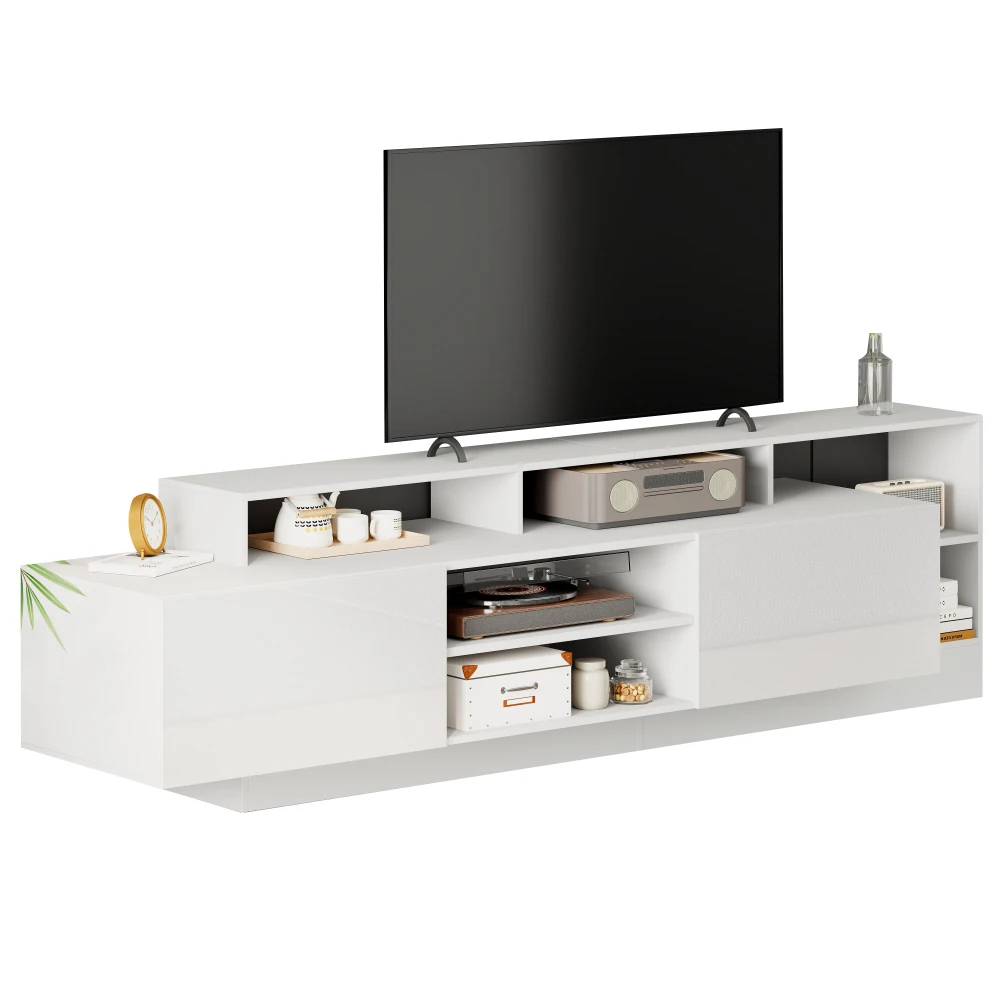 190 x 40 x 48,5 cm moderner TV-Schrank für TV-Geräte bis zu 70 Zoll, offener Stauraum mit LED-Anzeigen, Lowboard mit Hochglanz – Detail 11