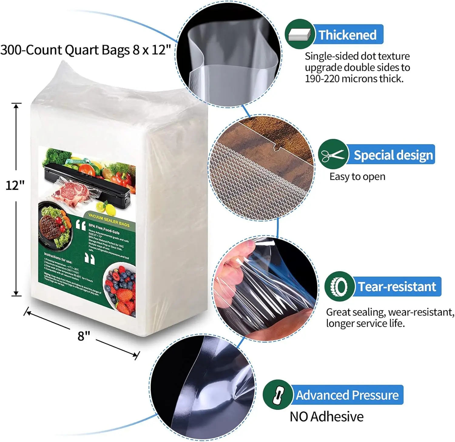 Bag with suction compatibility and seal
