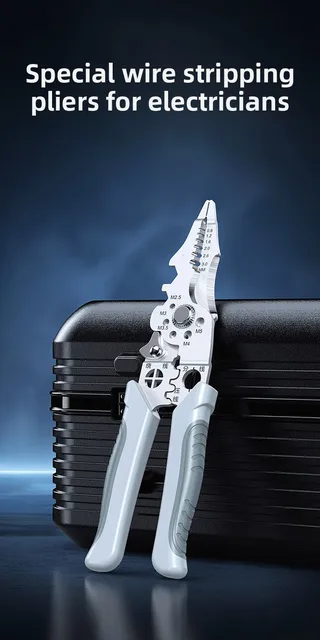 8.5 Inch Multi Functional Industrial Wire Stripper Cutter Crimper Heavy Duty Stainless Steel Electrical Pliers Ergonomic Grip 5