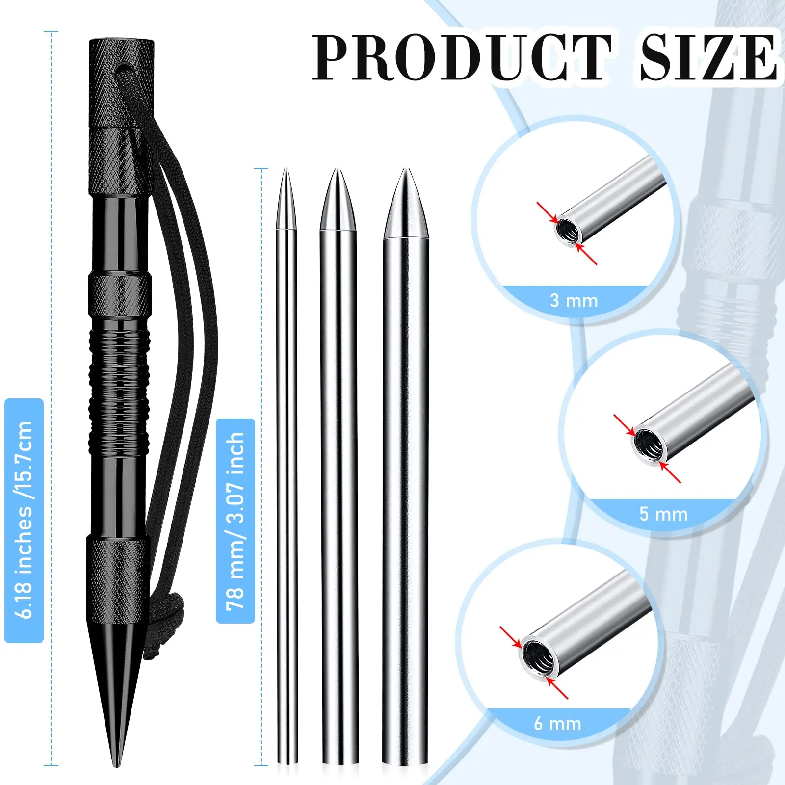 Paracord Knitting Tool Marlin Spike with 3 Pieces Paracord FID Tools Needle Lacing for Leather Rope Cords weave paracord rope braided paracord paracord needle set paracord accessories outdoor accessories