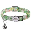 Personalized Cat Collar Quick Release Kitten Cats Collars Cute Print Nylon Pet Necklace With Bell Adjustable for Cats Puppy Pink 4