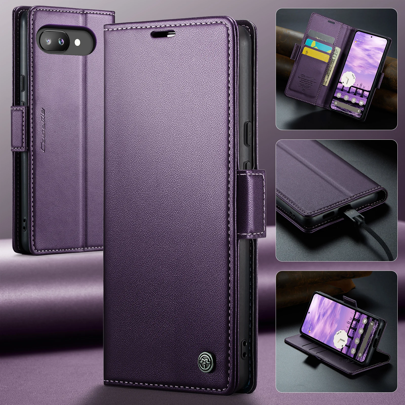 Luxury Leather Wallet Phone Case with Card Holder and Magnetic Closure