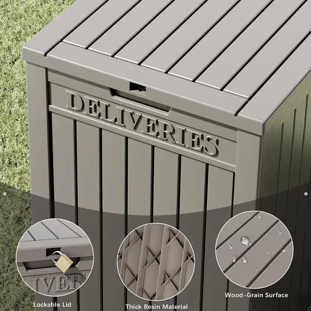 Package Delivery Box For Outside – 48 Gallon, Lockable, Waterproof Double-Wall Resin | Secure Parcel Drop Box With Sign