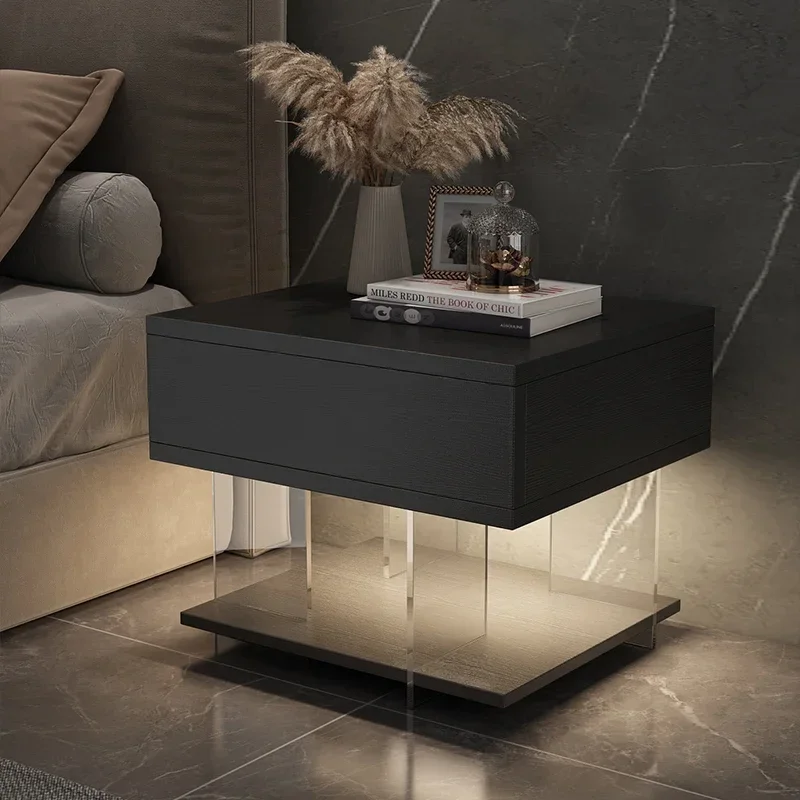 

Luxury Hanging Nightstands Transparent Narrow Organizers Makeup Bedside Table Modern Drawers Muebles Household Civil Furniture