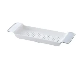Extendable Bamboo Bathroom Tray & Organizer (WHITE)