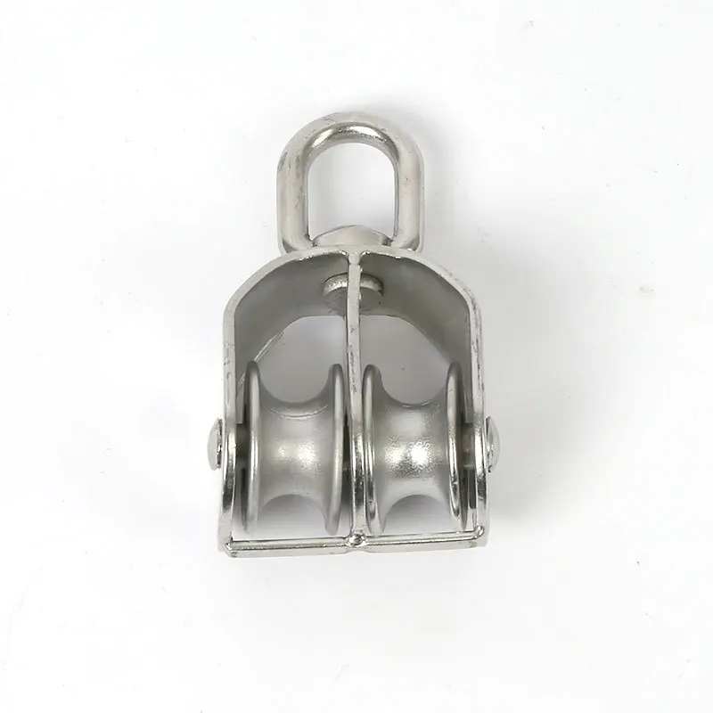 2PCS 304 Stainless Steel Pulley M20 Fixed Pulley Double Wheel Lifting