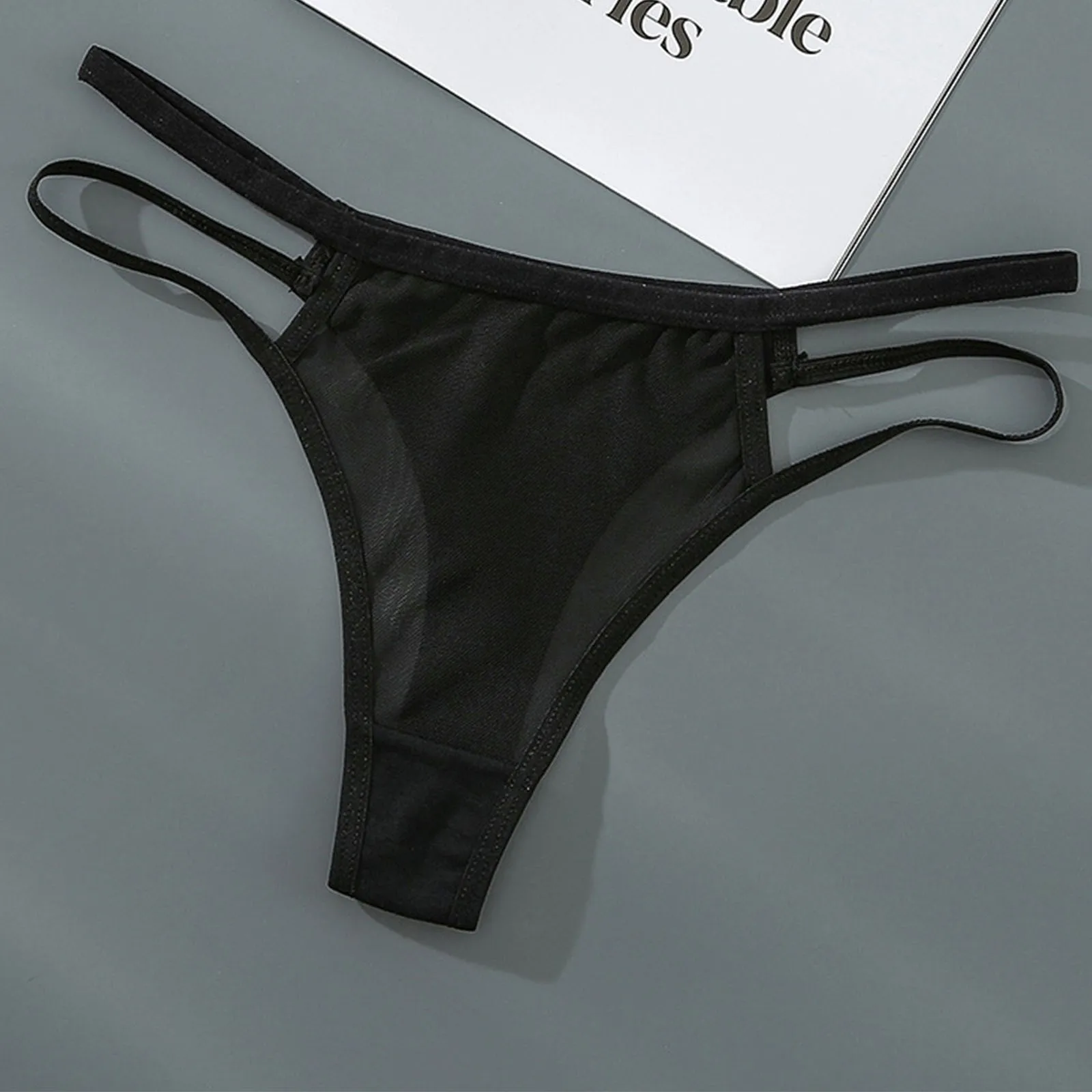 

Low Waist Panties Women Sexy Lace Transparent Underwear Thongs Ladies Lingerie Briefs Double Thin Strap Comfortable Underwear