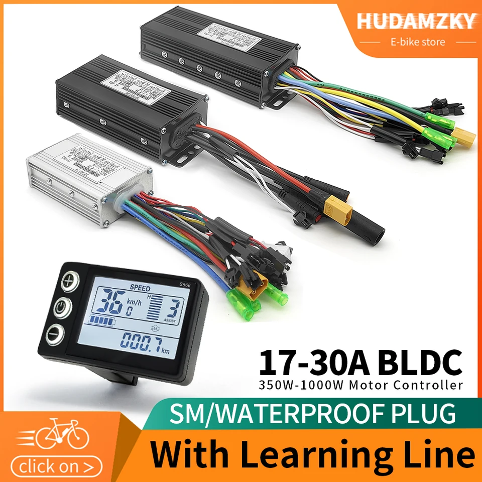 Ebike Sine Wave Waterproof Controlle 17A 26A 30A Color S966 NFC Display Compatible Hall 1T5 2pin Hub Motor Controller 24/36/48V