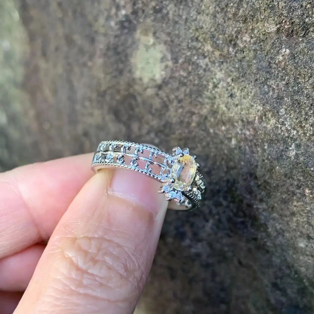 3MM Natural Citrine Ring Adjustable Female Ring Jewelry for Women Gift Wholesale High Quality Vintage Fine