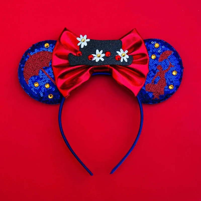 Disney Mary Poppins Headbands for Women Flower Hat Bow Hairband Girl Lady Fairy Handbag Umbrella Ears Hair Accessories Kids Gift