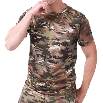Men Breathable Short Sleeve T-Shirt Quick-Dry Tactical Military Sports Fashion Top Tactical T Shirt Hunting Casual Clothes 3