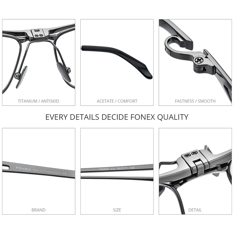 FONEX 180° Flip Titanium Glasses Frame Men 2022 New Square Eyeglasses Full Frames Korean Eyewear F8043
