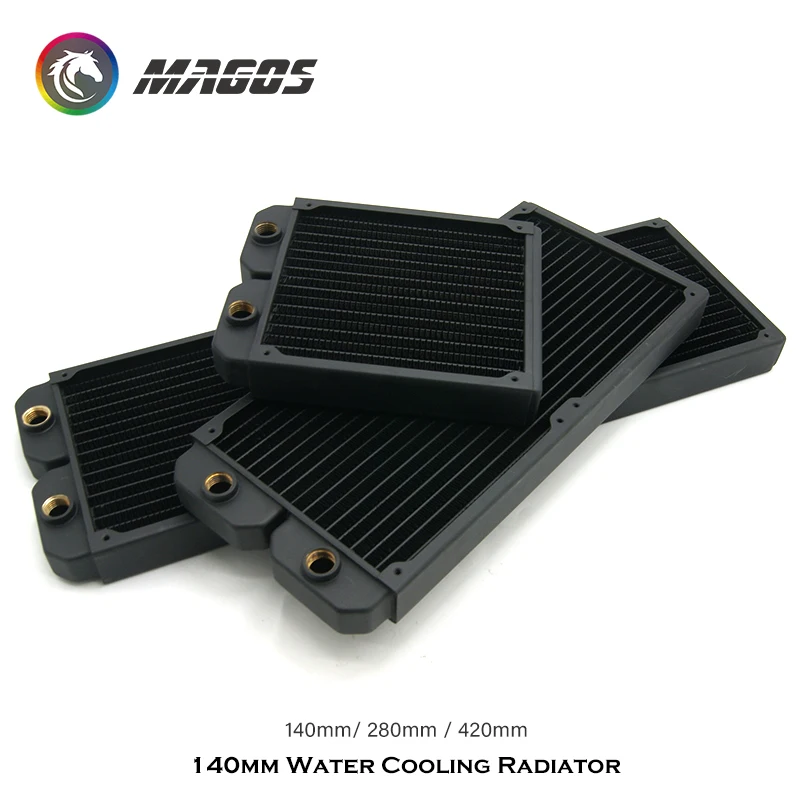 Refrigerador de Água de Cobre 140 mm 280 mm 420 mm Refrigerador de Água Líquido Cpu Gpu Trocador de Calor para 140 mm Ventilador pc