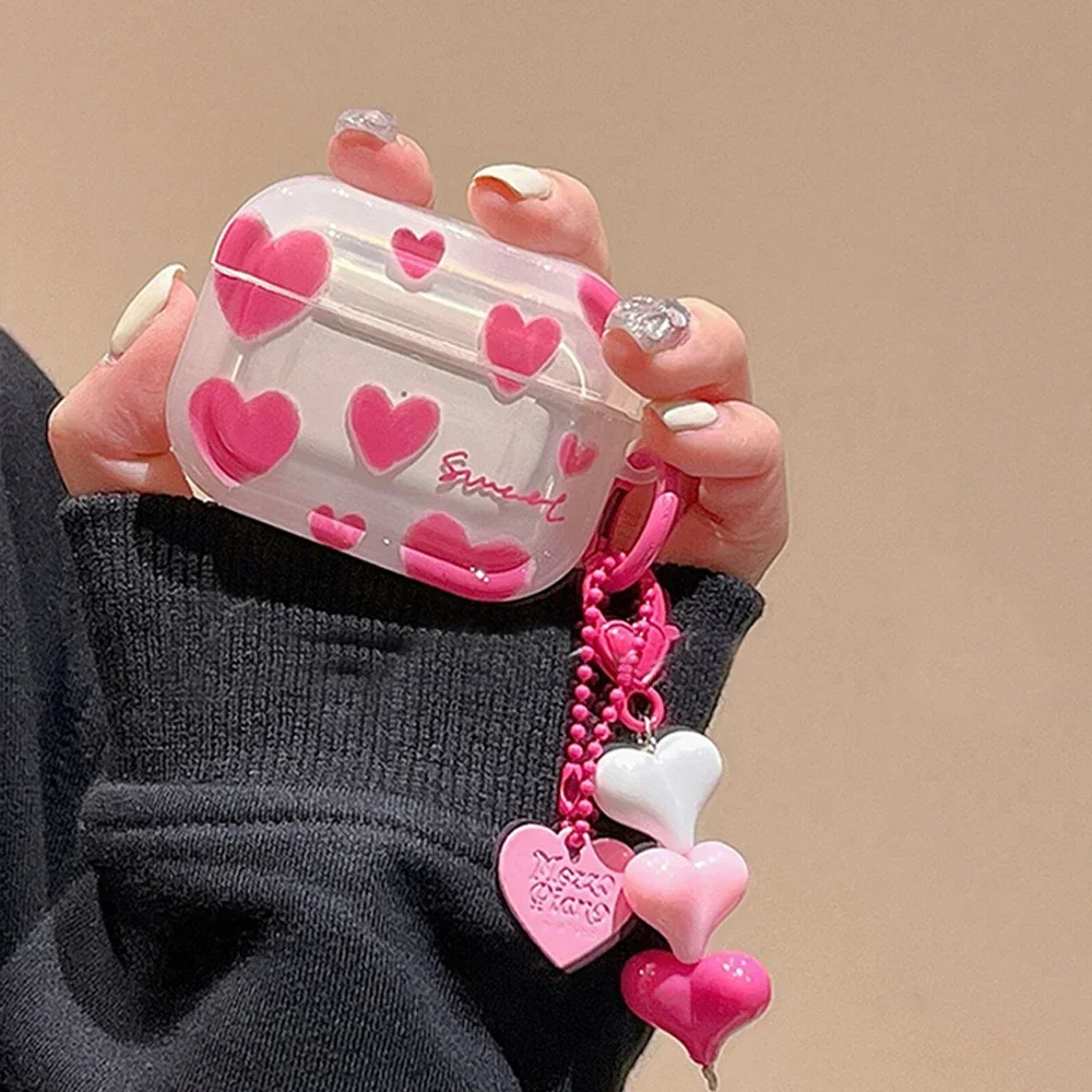 DMJSWY Cute Polka Point Case for AirPods 4, Love Heart
