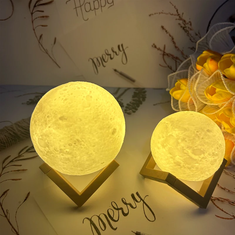 15cm 18cm 3D Moon Lamp DIY Planet Lamp Moon Ball, Luminous Battery Model with Stand, Gifts for Girls Boys Women Men