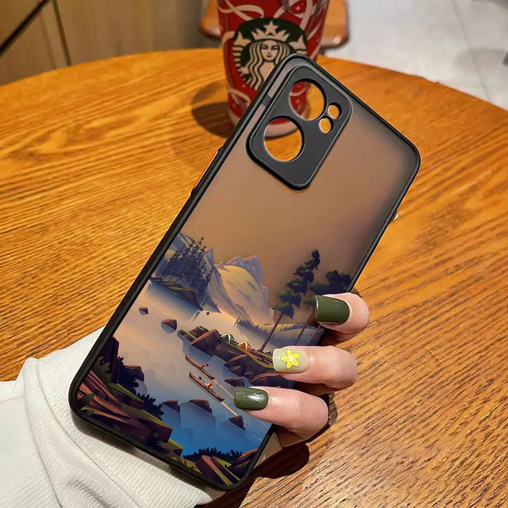 thumbnail image 1 of Matte Phone Case for OPPO RENO 8 8T 7Z 7 6Z 6 5 4 3 PRO PLUS 4G 5G Case Funda Coque Capa Shell Art hand-Painted Mountain Scenery, 1 of 5