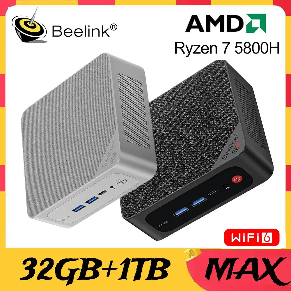 Beelink Mini PC SER5 Pro Max AMD Ryzen 5 U 7 U H SER Desktop  Gaming Computer WiFi6 BT5.2 DDR4 GB GB SSD GB 1T