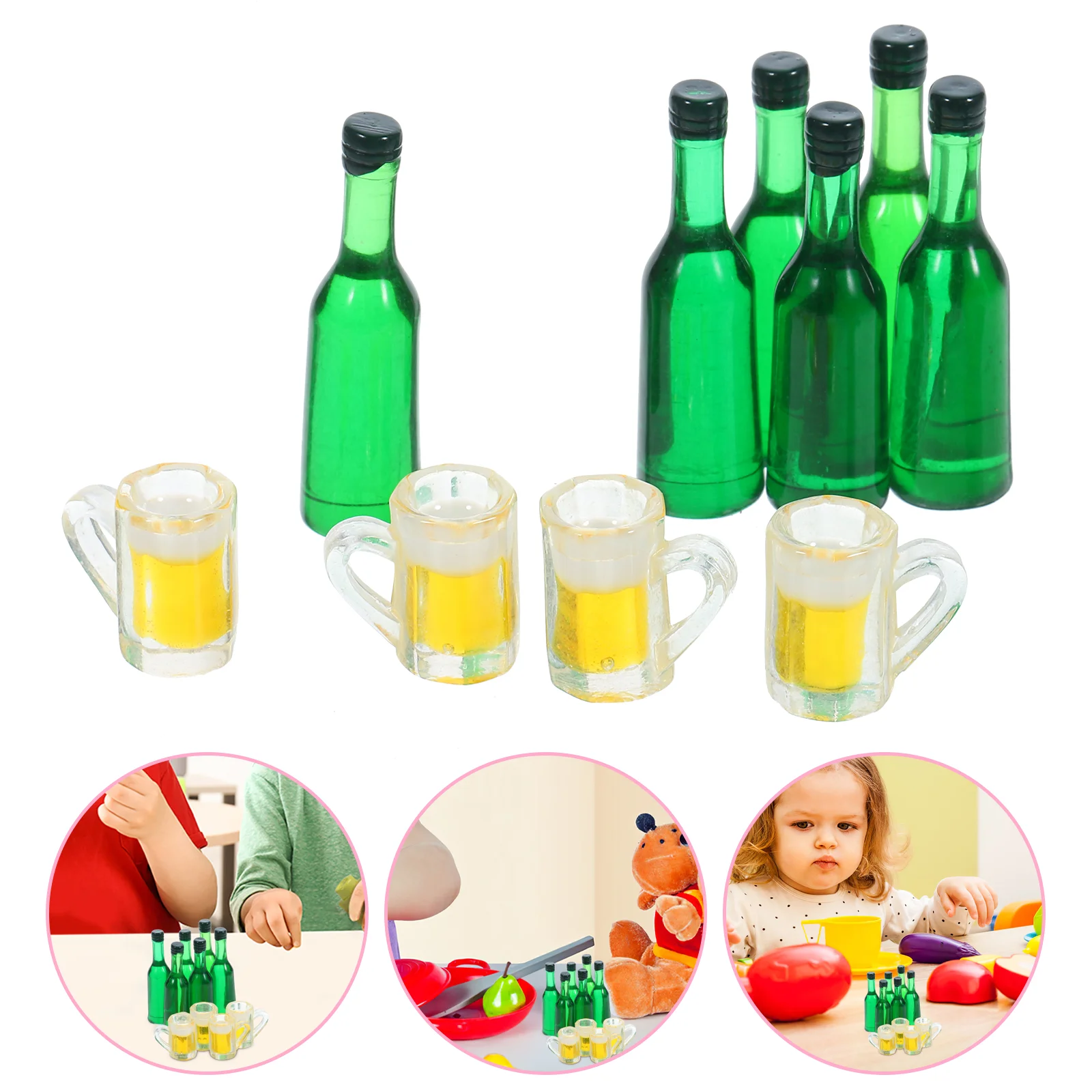 

Miniature Food and Play Beer Bottles Decorations House Resin Mugs Tiny Cup