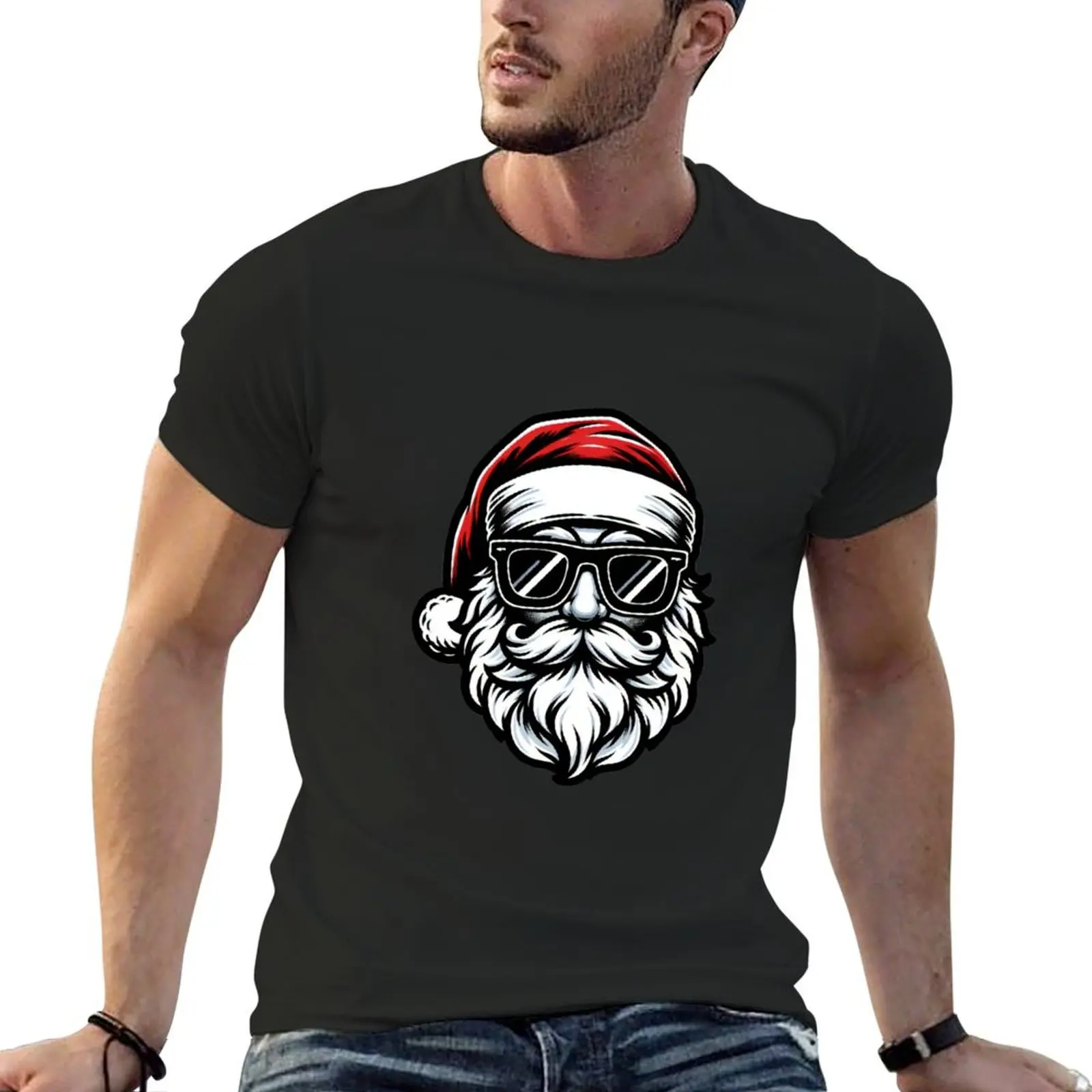 

Cool Santa Claus with Sunglasses - Hipster Holiday Cheer Die-Cut Sticker T-shirt plain Blouse men t shirt