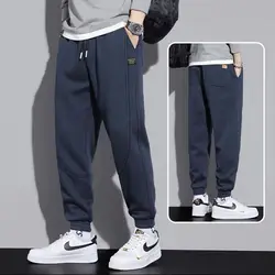 Autumn Men's New Solid Color Pocket Elastic Waist Sports Pants Winter Loose Drawstring Casual Fashion Versatile Leggings