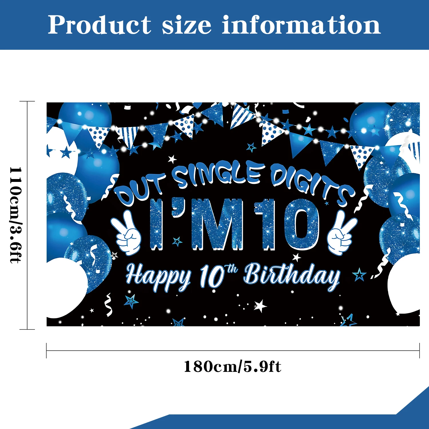 10th Birthday Decorations Peace Out Single Digits I&rsquo;m 10 Happy 10th Birthday Banner Double Digits Party Supplies party decorations,birthday banner,birthday streamers