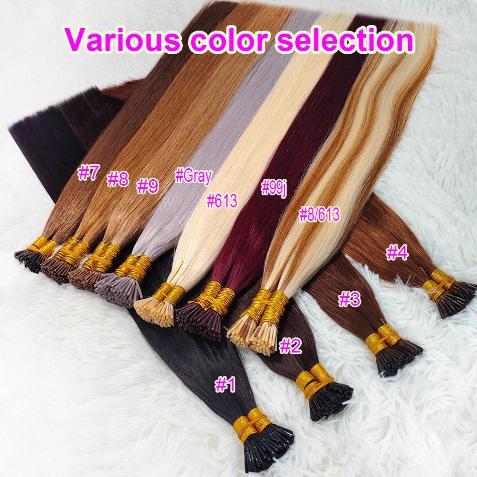 Natural Human Hair Extensions Straight I Tip Keratin Capsule 50pcs 16-30&ldquo; Virgin
