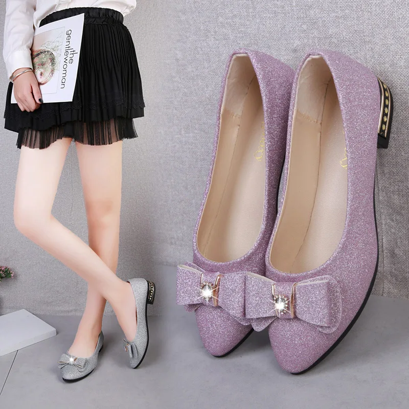 

Shallow Mouth Soft Casual Woman Shoe Modis Pointed Toe Bow-Knot Female Footwear Autumn 2023 Grandma Butterfly New Dress Wedding