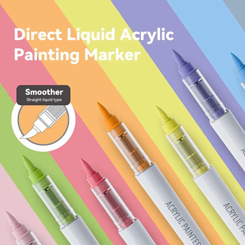 Vibrant 9-Color Acrylic Paint Brush Marker Set