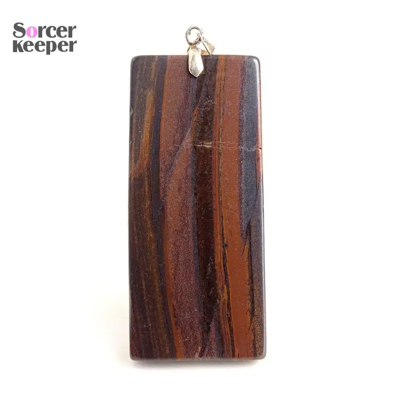 

Natural Stone Rectangle Pendant Necklace for Man Pillar Tiger Eye Chain DIY Charm Necklace Jewelry Accessories Gift Making BS864