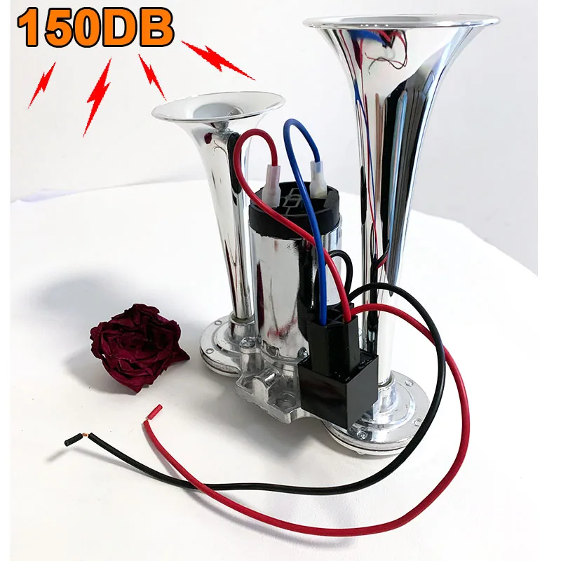 초강력 150DB 자동차 전기 듀얼 트럼펫 혼 12V 24V 에어 혼 스피커 (자동..