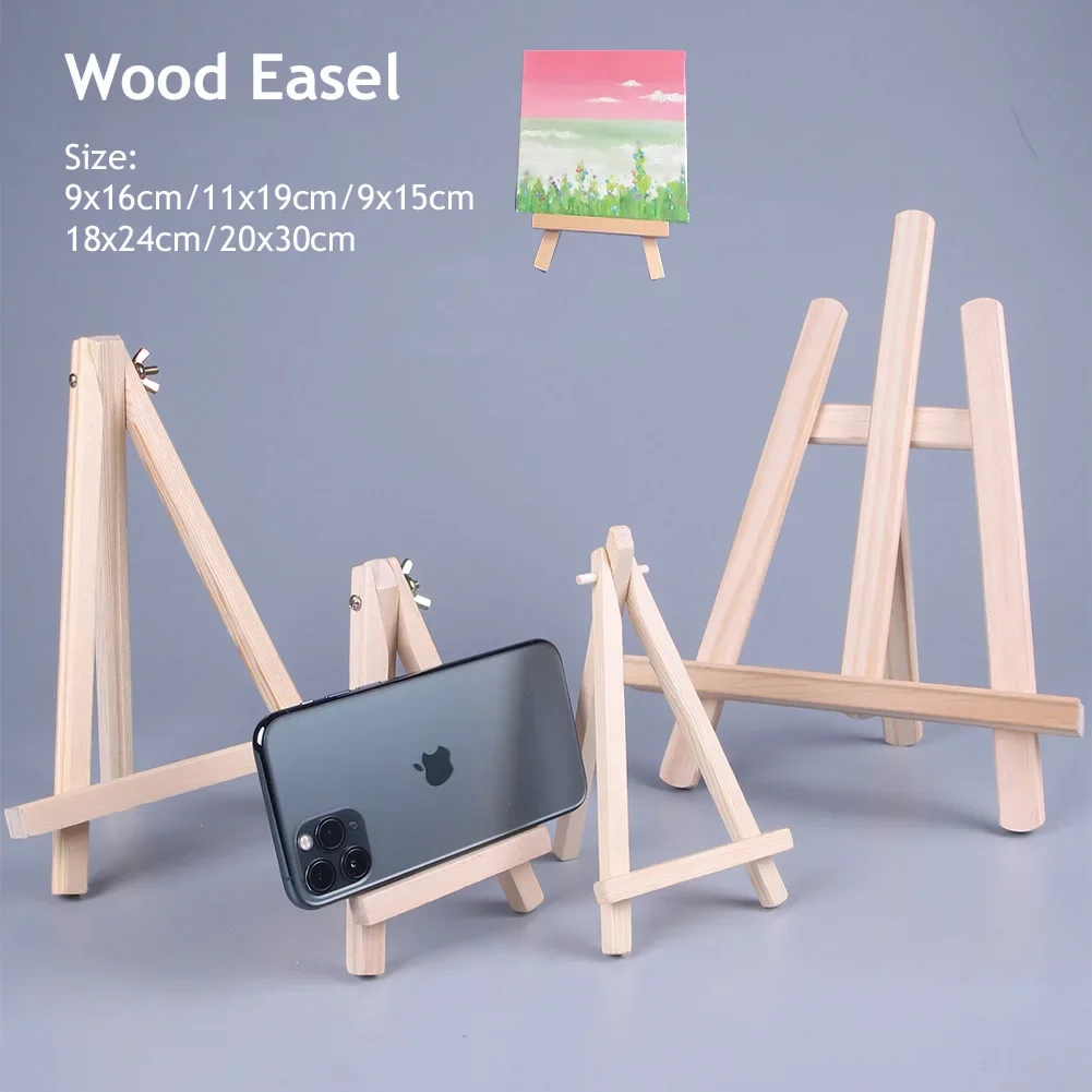 Natural Wood Mini Easel Frame Tripod Display Phone Holder Meeting Wedding Name Card Stand Display Holder Children Painting Craft