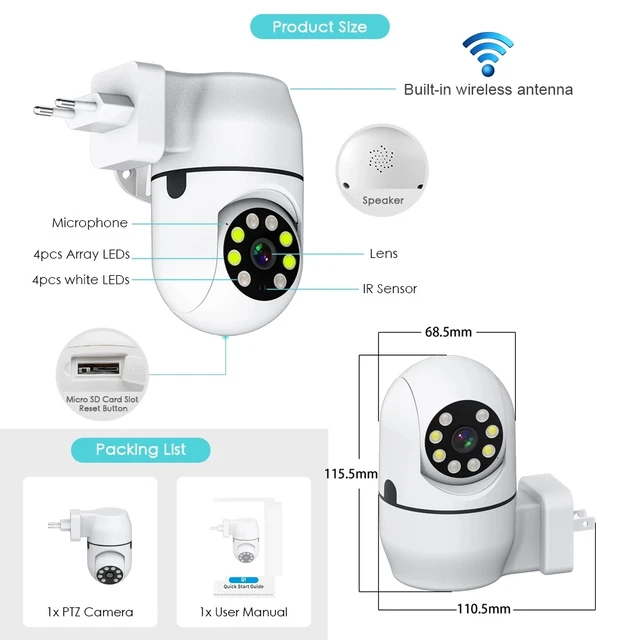 Tuya PTZ IP Camera Wireless Human Auto Tracking Cctv Security Surveillance Smart Cloud Color Night Vision Wifi Home Cam 3