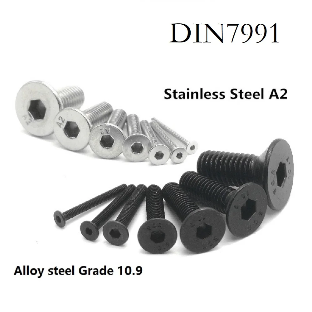 Countersunk Head Screws DIN7991 12.9 Grade Steel M3 M4 5 6 8 M10 Allen Key Bolts 