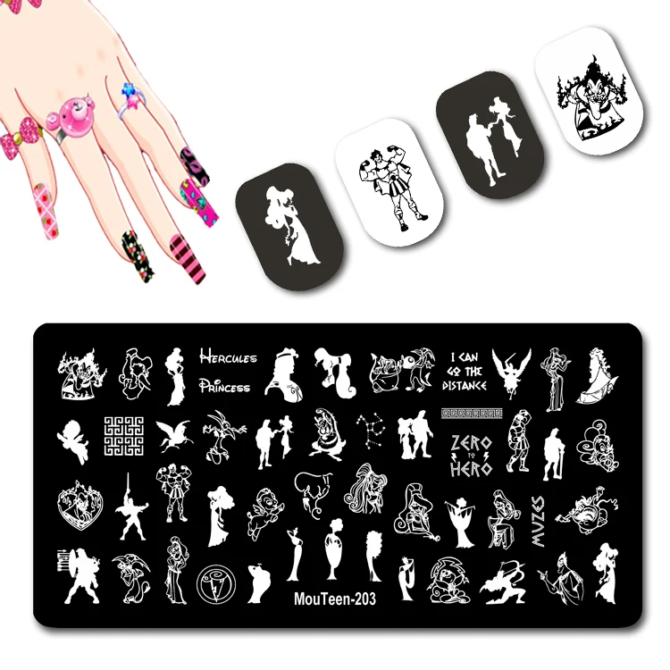 Disney New Small Size Hercules Nail Stamp Strong Man And Princess Nail Stamping Plates Sheep Nail Stamp #203