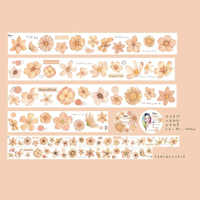 

Milk Tea Fairy Maru Cream Floral Shiny PET Tape