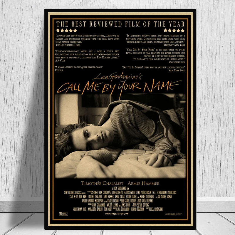 Call me by your name Retro Kraft Paper Poster Bar Cafe High quality Printing Drawing core Decorative Painting
