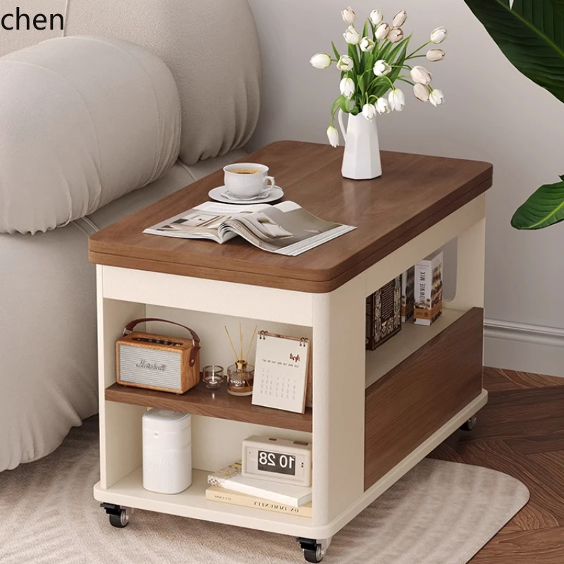 WL removable folding side table coffee table cream wind trolley living room sofa side cabinet